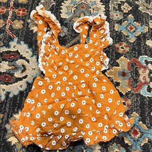 Orange Floral Ruffle Dress